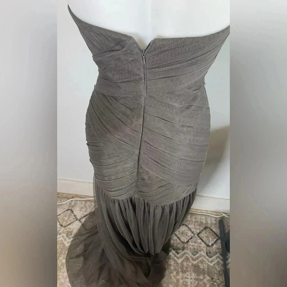 NWT White‎ by Vera Wang Gown Charcoal Fit & Flare Bodycon Bridesmaid Prom Formal - Picture 4 of 13